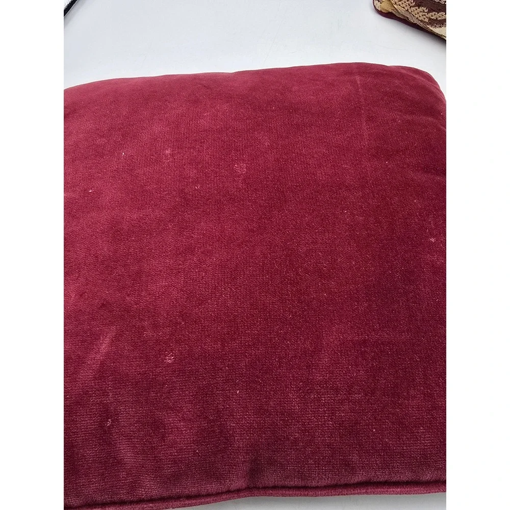 Tapestry Throw Pillows 12x12 Burgundy Good Peacock humming bird Floral Velvet